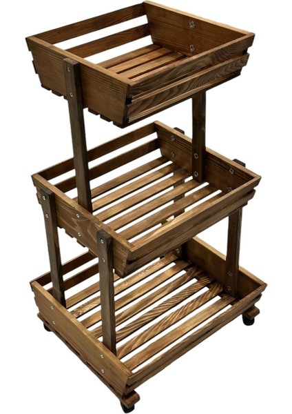 Sebzelik Tekerlekli Ahşap Çok Amaçlı Designer Ahşap Stand