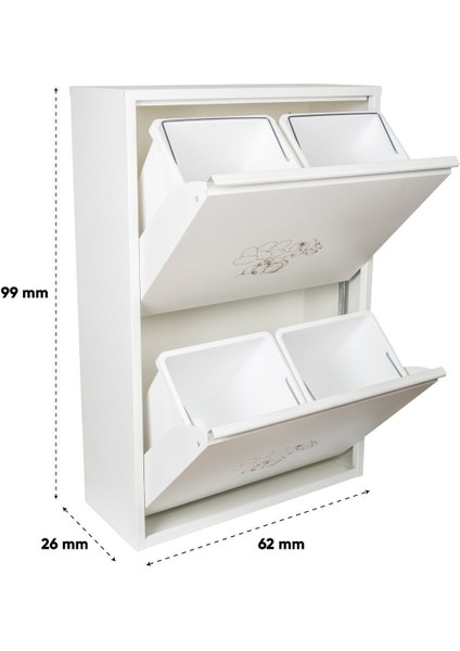 Leyl 2 Katlı 4 Bölmeli Beyaz Baskılı Metal Sebzelik – 100 x 26 x 62 cm Çok Amaçlı Dolap fırsatları