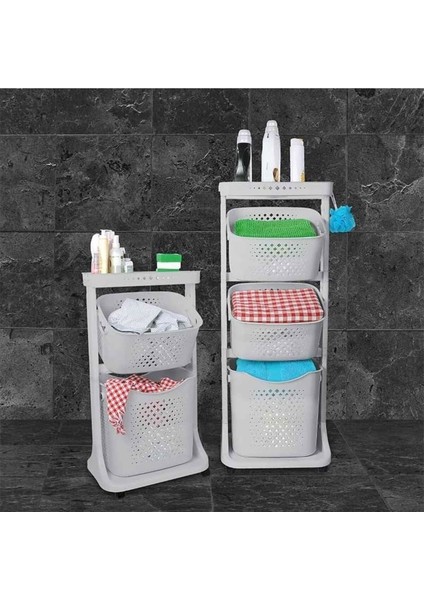 Titiz Kat Kat Sepet Organizeri Banyo Mutfak No:2 - Açık Gri TP-748 fiyatları