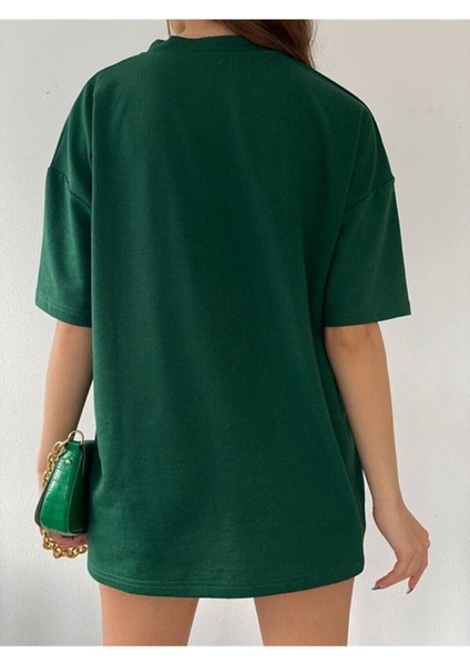 Unisex Pamuk Bisiklet Yaka Oversize Boyfriend T-Shirt fiyatları