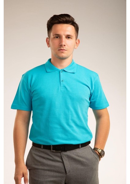 Turkuaz Kısa Kollu Genç Boy Lise Polo Yaka T-Shirt modelleri