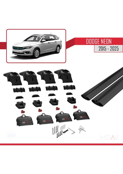 Dodge Neon 2015 ve Sonrası ile Uyumlu Ace-2 Ara Atkı Tavan Barı Siyah 2 Adet indirimleri