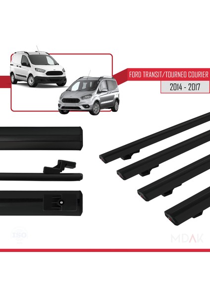 Ford Transit/tourneo Courier Pre-Facelift 2014-2017 Arası ile Uyumlu Basıc Model Ara Atkı Tavan Barı Siyah 4 Adet modelleri
