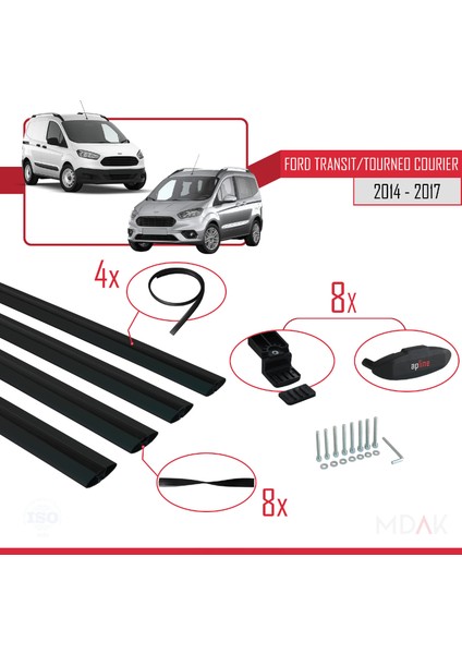 Ford Transit/tourneo Courier Pre-Facelift 2014-2017 Arası ile Uyumlu Basıc Model Ara Atkı Tavan Barı Siyah 4 Adet indirimleri