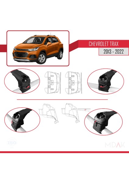 Chevrolet Trax (U200) 2013-2022 Arası ile Uyumlu Ace-2 Ara Atkı Tavan Barı Siyah 2 Adet fırsatları