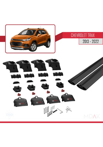 Chevrolet Trax (U200) 2013-2022 Arası ile Uyumlu Ace-2 Ara Atkı Tavan Barı Siyah 2 Adet indirimleri