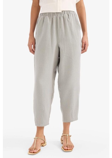 Yeni Sezon Tapered Fit Yüksek Bel Uzun Boy Müslin Pantolon