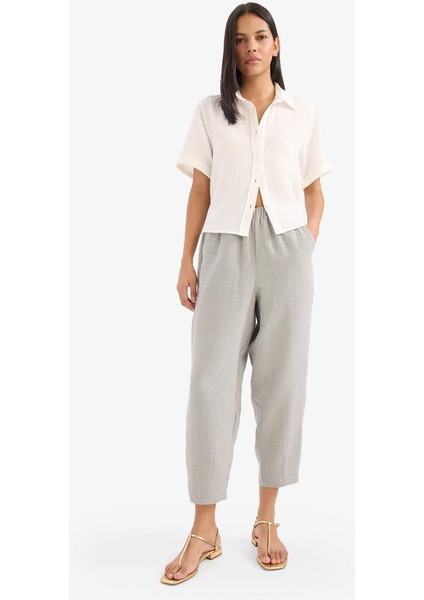 Yeni Sezon Tapered Fit Yüksek Bel Uzun Boy Müslin Pantolon fiyatları