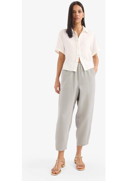 Yeni Sezon Tapered Fit Yüksek Bel Uzun Boy Müslin Pantolon modelleri