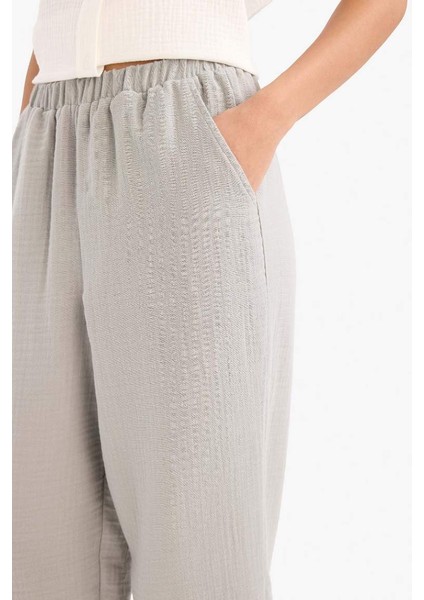 Yeni Sezon Tapered Fit Yüksek Bel Uzun Boy Müslin Pantolon indirimleri