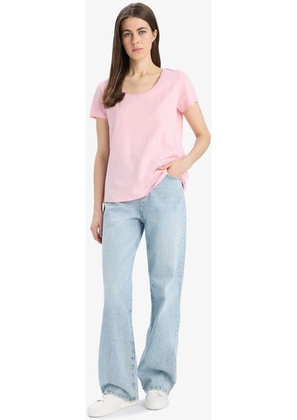 Yeni Sezon Regular Fit Yuvarlak Yaka Basic Düz Kısa Kollu Tişört