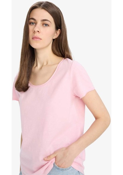 Yeni Sezon Regular Fit Yuvarlak Yaka Basic Düz Kısa Kollu Tişört