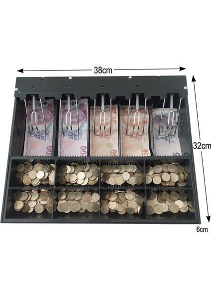Gizli Evrak Hazneli 5 Banknot 8 Bozuk Para Gözlü Para Çekmecesi Içi Düzenleyici 38X32X6CM modelleri