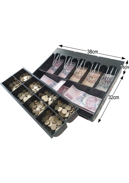 Gizli Evrak Hazneli 5 Banknot 8 Bozuk Para Gözlü Para Çekmecesi Içi Düzenleyici 38X32X6CM fırsatları