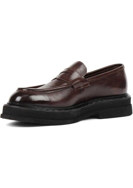 Erkek Kahverengi Deri Loafer