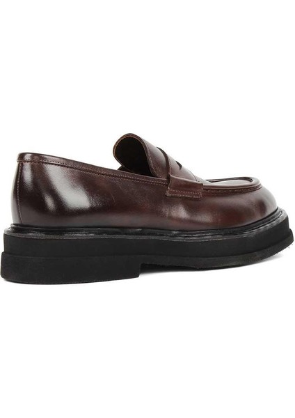 Erkek Kahverengi Deri Loafer