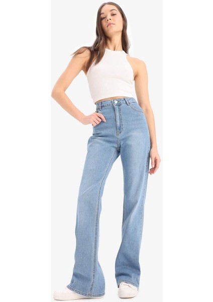Yeni Sezon Slim Flare Yüksek Bel Düz Paça Uzun Jean Pantolon