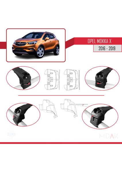 Opel Mokka x (J13) 2016-2019 Arası ile Uyumlu Ace-2 Ara Atkı Tavan Barı Siyah 2 Adet fırsatları