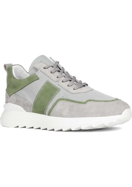 Erkek Gri Bağcıklı Kalın Tabanlı Süet Deri Sneaker