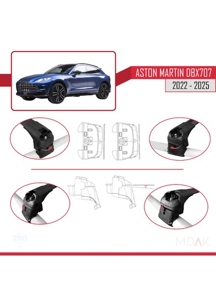 Aston Martin (DBX707) 2022 ve Sonrası ile Uyumlu Ace-2 Ara Atkı Tavan Barı Siyah 2 Adet indirimleri