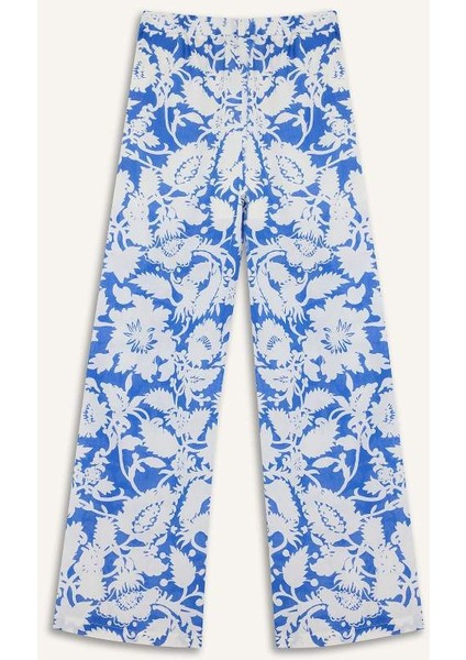 Yeni Sezon Wide Leg Çift Cepli Yüksek Bel Geniş Paça Desenli Vual Palazzo Pantolon modelleri