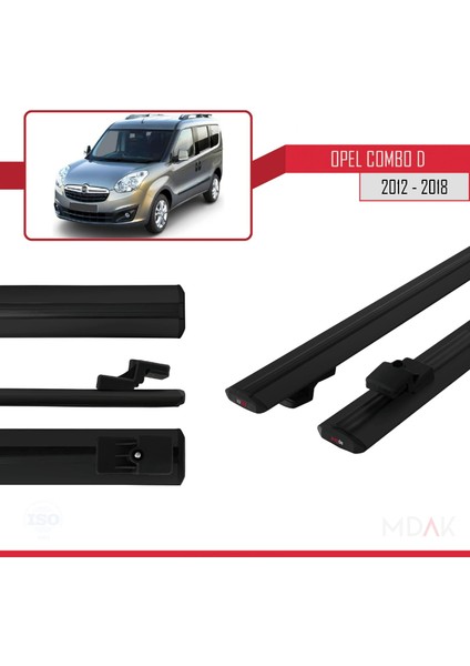 Opel Combo D 2012-2018 Arası ile Uyumlu Basıc Model Ara Atkı Tavan Barı Siyah 2 Adet modelleri