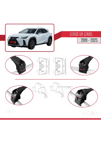 Lexus Ux (ZA10) 2019 ve Sonrası ile Uyumlu Ace-2 Ara Atkı Tavan Barı Siyah 2 Adet indirimleri