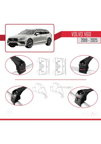 Volvo V60 Iı 2019 ve Sonrası ile Uyumlu Ace-2 Ara Atkı Tavan barı siyah 2 Adet indirimleri
