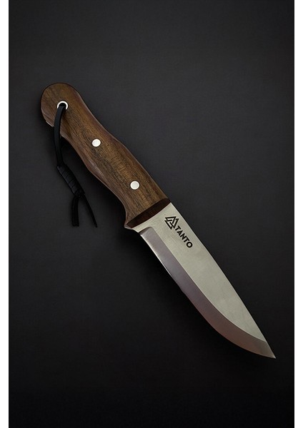 4116 Ceviz – El Yapımı Kamp Ekipmanı, Full-Tang, Scandi Ağızlı, Deri Kılıflı (21 cm)