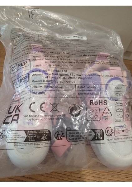 CE Belgeli Pembe Mor Isıklı Paten Ayakkabı