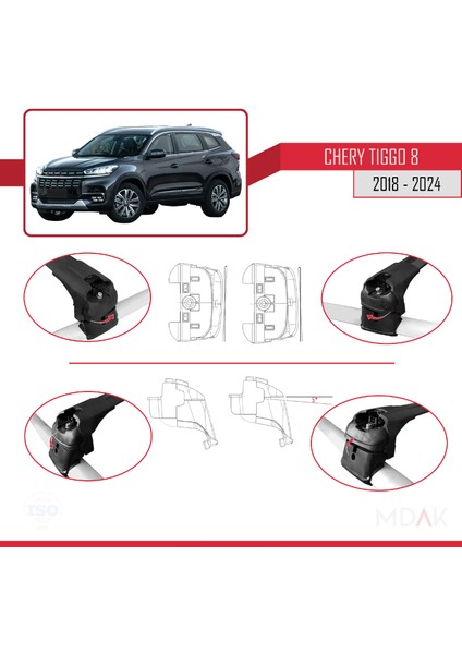 Chery Tiggo 8 2018 ve Sonrası ile Uyumlu Ace-2 Ara Atkı Tavan Barı Siyah 2 Adet fırsatları