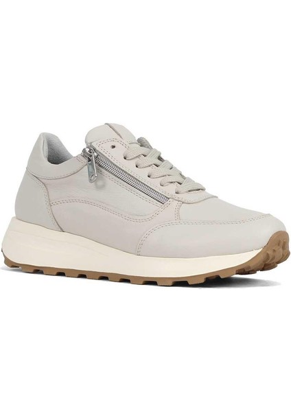 Kadın Bej Bağcıklı Fermuarlı Deri Sneaker fiyatları