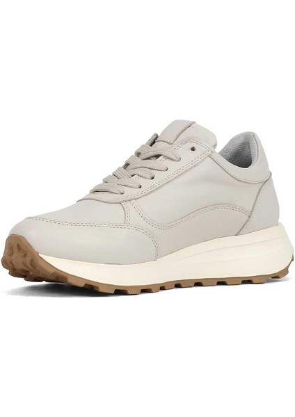 Kadın Bej Bağcıklı Fermuarlı Deri Sneaker modelleri