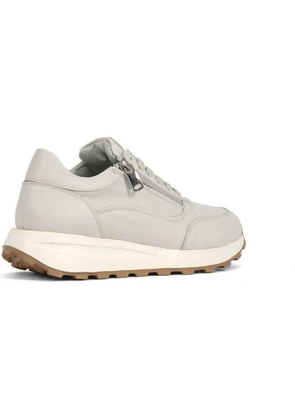 Kadın Bej Bağcıklı Fermuarlı Deri Sneaker fırsatları