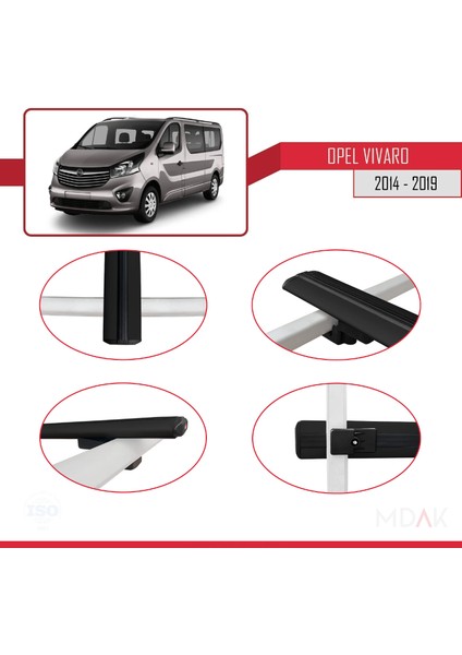 Opel Vivaro B 2014-2019 Arası ile Uyumlu Basıc Model Ara Atkı Tavan Barı Siyah 2 Adet fırsatları