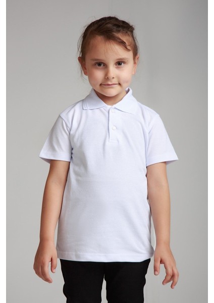 Unısex Çocuk Polo Yaka Kısa Kol Okul T-Shirt