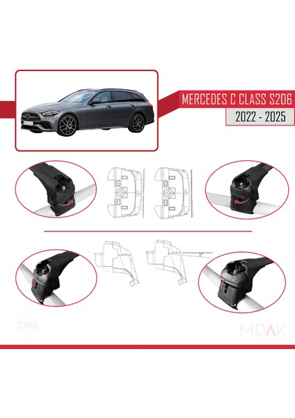 Mercedes C Class 5 (S206) 2022 ve Sonrası ile Uyumlu Ace-2 Ara Atkı Tavan Barı Siyah 2 Adet indirimleri