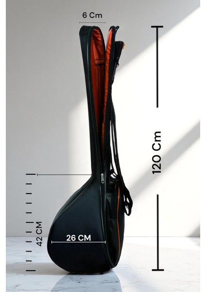 Uzun Sap Divan Bağlama Saz Kılıfı Taşıma Çantası 48 - 51 Tekneye Uygun 1. Sınıf Pedli Profesyonel Gigbag - Ultra Destekli Koruma