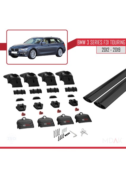 Bmw 3 Serisi (F31) Touring 2012-2019 Arası ile Uyumlu Ace-2 Ara Atkı Tavan Barı Siyah 2 Adet indirimleri