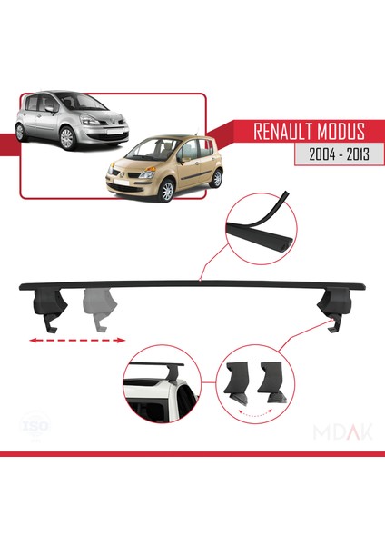 Renault Modus 2004-2013 Arası ile Uyumlu Ace-4 Ara Atkı Tavan Barı Siyah 2 Adet fırsatları