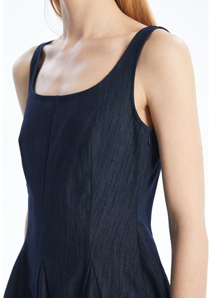 Yeni Sezon Kare Yaka Mini Jean Elbise - S5OH41Z8 modelleri