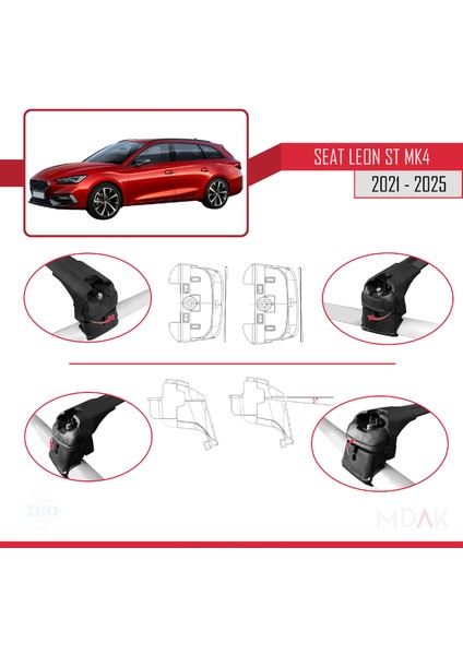 Seat/cupra Leon 4 St 2021 ve Sonrası ile Uyumlu Ace-2 Ara Atkı Tavan Barı Siyah 2 Adet indirimleri