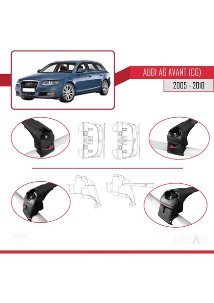 A6 (C6) Avant 2005-2011 Arası ile Uyumlu Ace-2 Ara Atkı Tavan Barı Siyah 2 Adet fırsatları