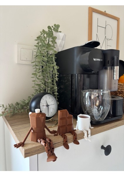Sevimli Kahve Köşesi 3’lü Biblo Seti - Çikolata - Moka Pot - Kupa Dekoratif Obje