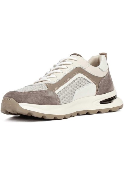 Erkek Bej Vizon Bağcıklı Süet Deri Sneaker fırsatları