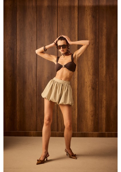 Taba Cilt Fiyonk Detaylı Kadın Topuklu Ayakkabı modelleri