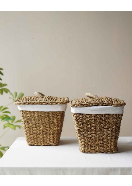 Elite Iç Korumalı 2li Hasır Kapaklı 29X29X26CM Patates ve Soğan Sepeti/sepet 1 Adet