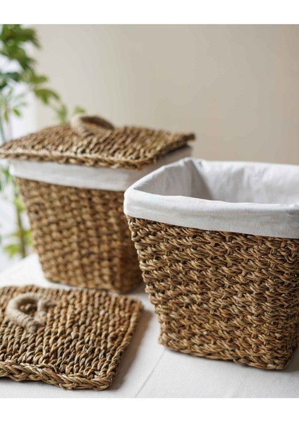 Elite Iç Korumalı 2li Hasır Kapaklı 29X29X26CM Patates ve Soğan Sepeti/sepet 1 Adet modelleri