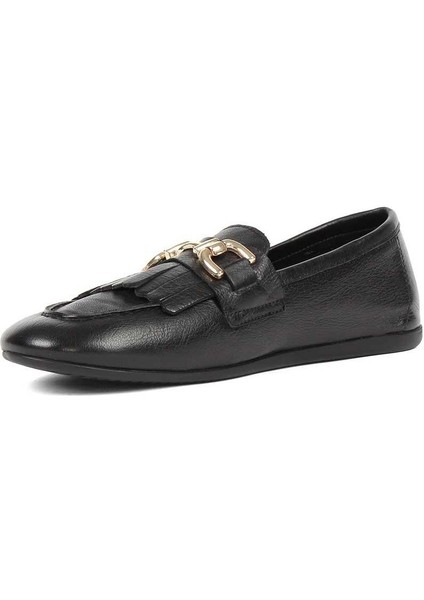 Kadın Siyah Tokalı Deri Loafer modelleri