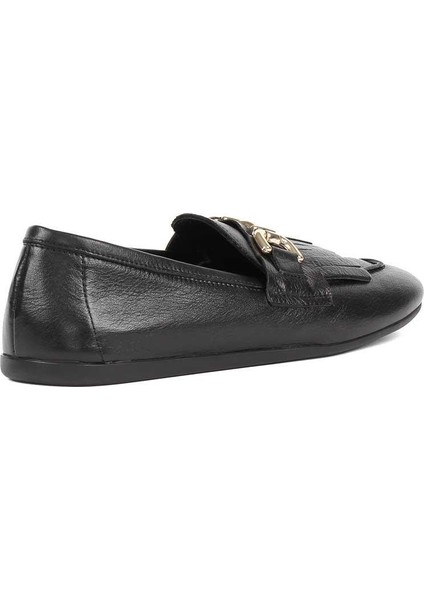 Kadın Siyah Tokalı Deri Loafer fırsatları